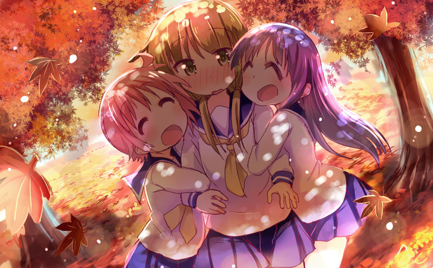 ichii yui, hinata yukari, and nonohara yuzuko (yuyushiki) drawn by tatsunokosso
