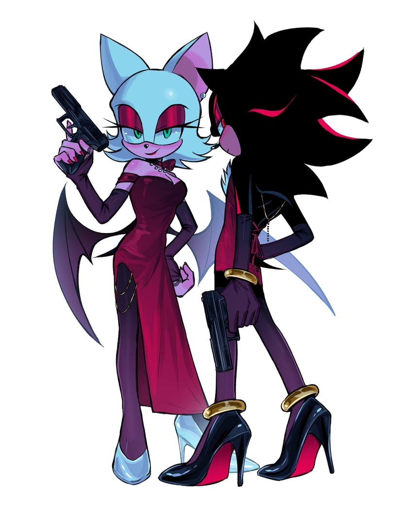 shadow the hedgehog and rouge the bat (sonic) drawn by sa1k_a