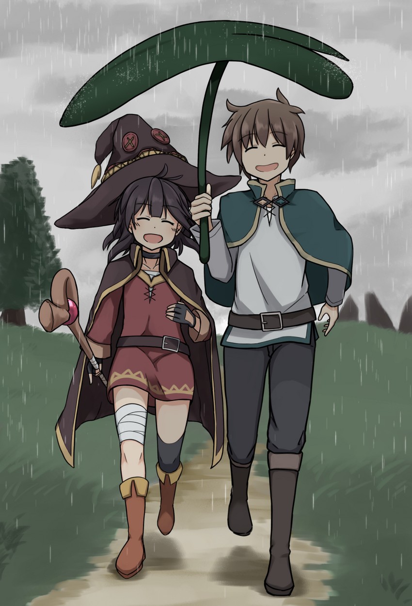 megumin and satou kazuma (kono subarashii sekai ni shukufuku wo!) drawn by yotubawatane