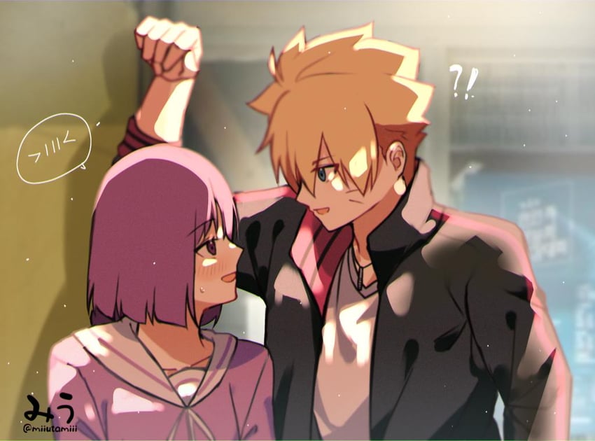 uzumaki boruto and kakei sumire (naruto and 1 more) drawn by miiutamiii_(artist)