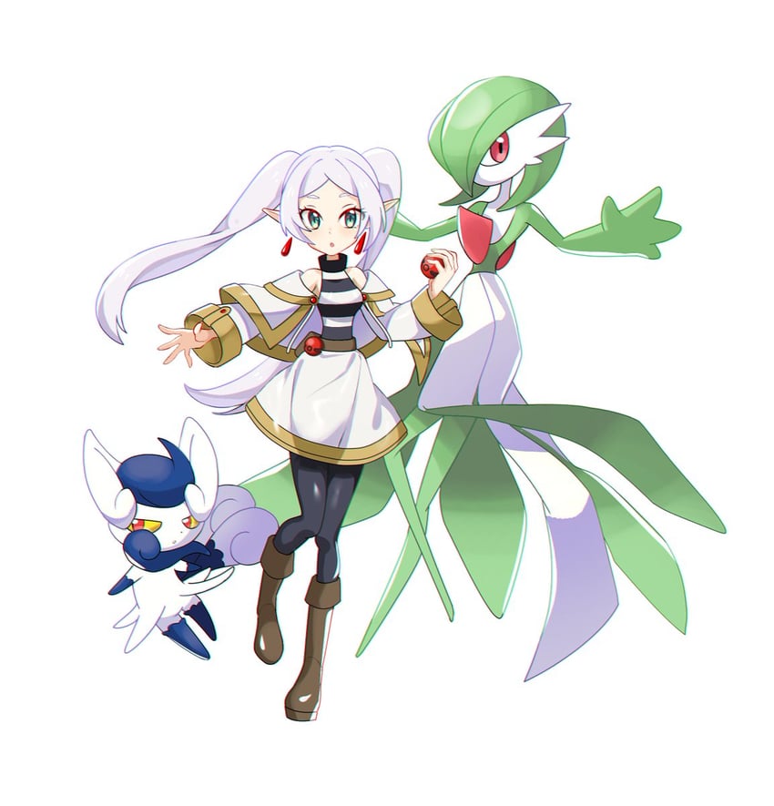 gardevoir, frieren, and meowstic (pokemon and 1 more) drawn by rhymewithray