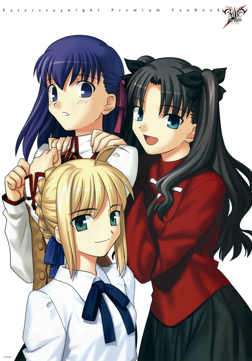 artoria pendragon, saber, tohsaka rin, and matou sakura (fate and 1 more) drawn by takeuchi_takashi