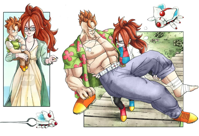 android 21, android 16, vomi, and gevo (dragon ball and 2 more) drawn by silverwoodwork