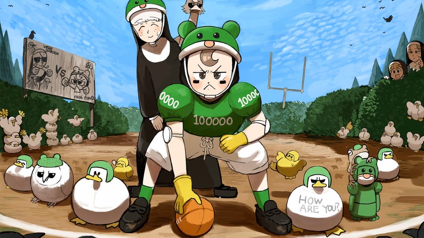 clumsy nun, froggy nun, strict nun, sheep nun, and leaf nun (little nuns) drawn by diva_(hyxpk)