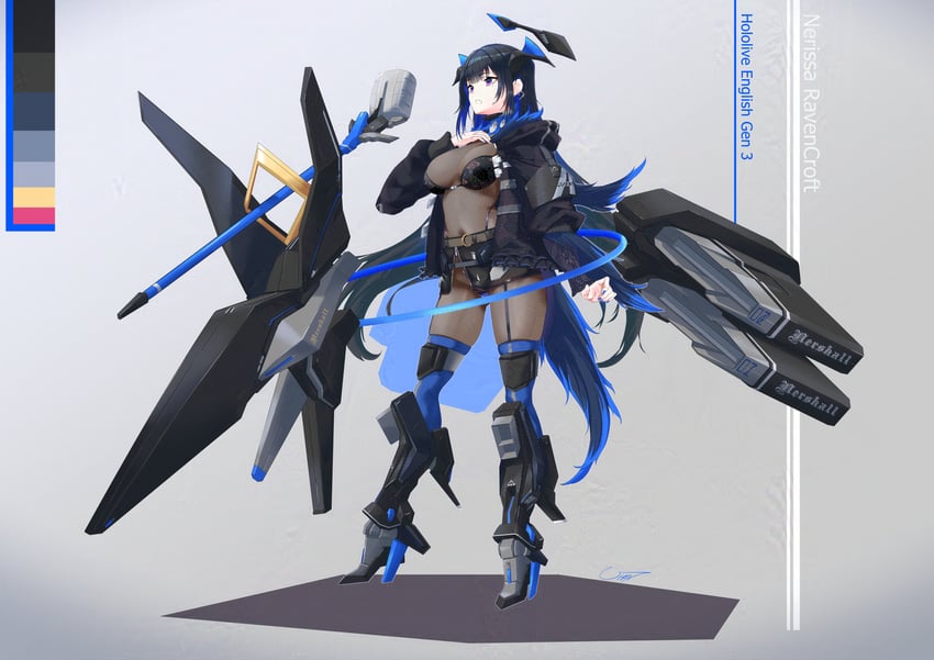 nerissa ravencroft (hololive and 1 more) drawn by uhen
