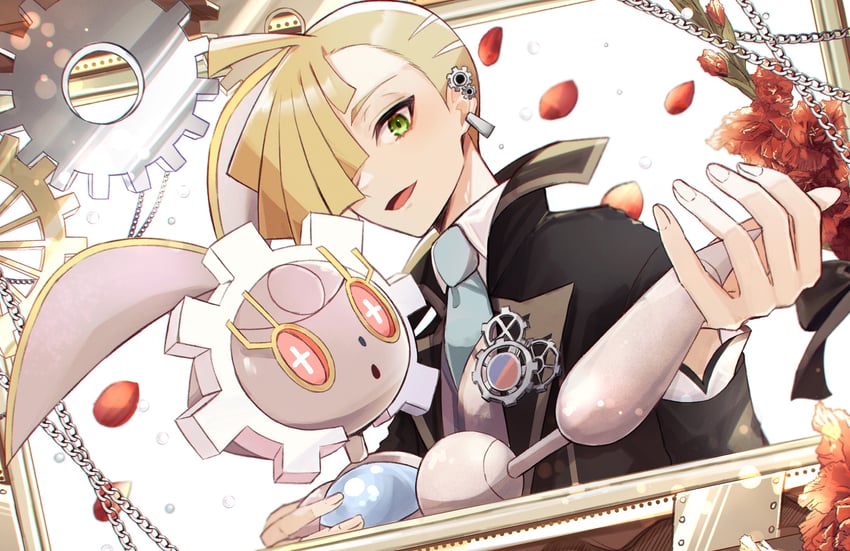 gladion and magearna (pokemon and 1 more) drawn by ssn_(sasa8u9r)