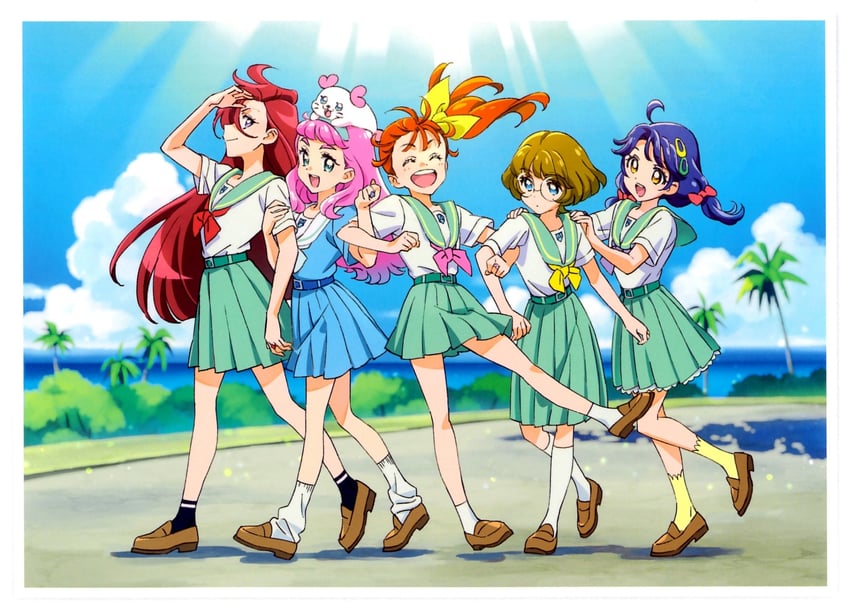 laura la mer, natsuumi manatsu, suzumura sango, takizawa asuka, and ichinose minori (precure and 1 more)