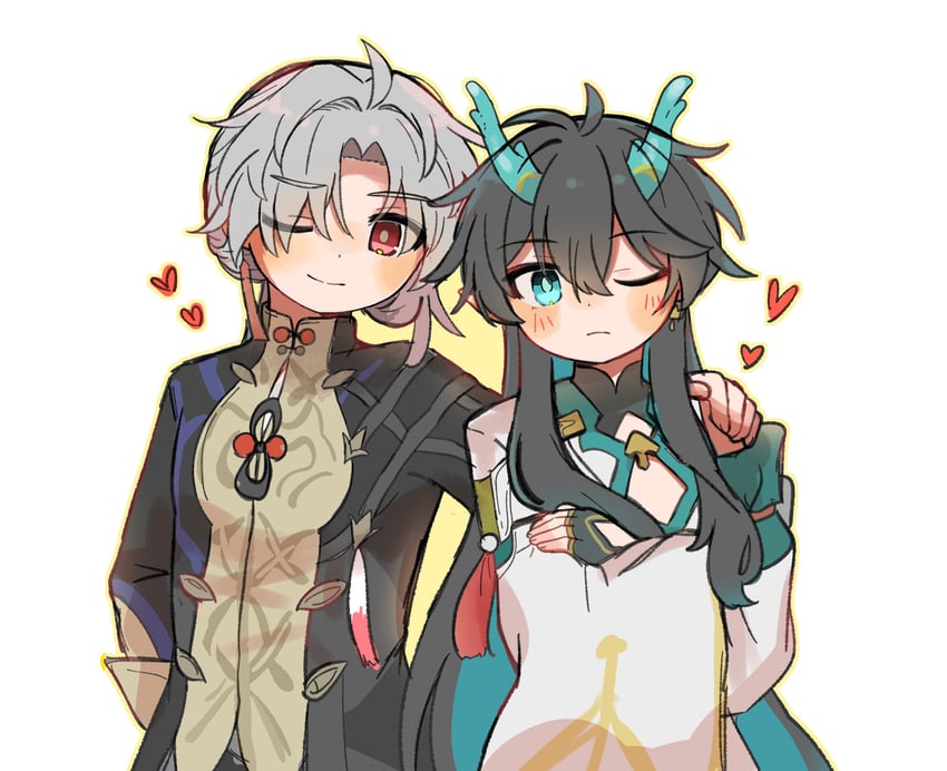 dan heng, blade, and yingxing (honkai and 1 more) drawn by hara_(nanohara)