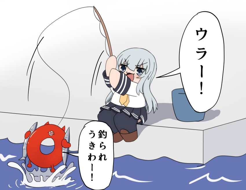 hibiki and enemy lifebuoy (kantai collection) drawn by bokota_(bokobokota)