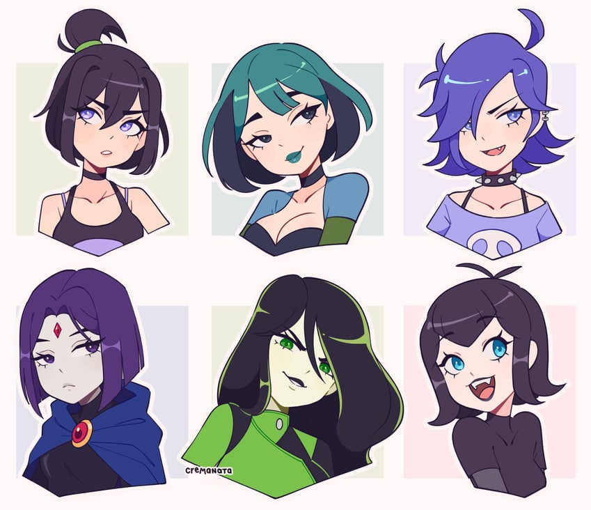 raven, shego, mavis dracula, gwen, sam manson, and 1 more (dc comics and 6 more) drawn by cremanata