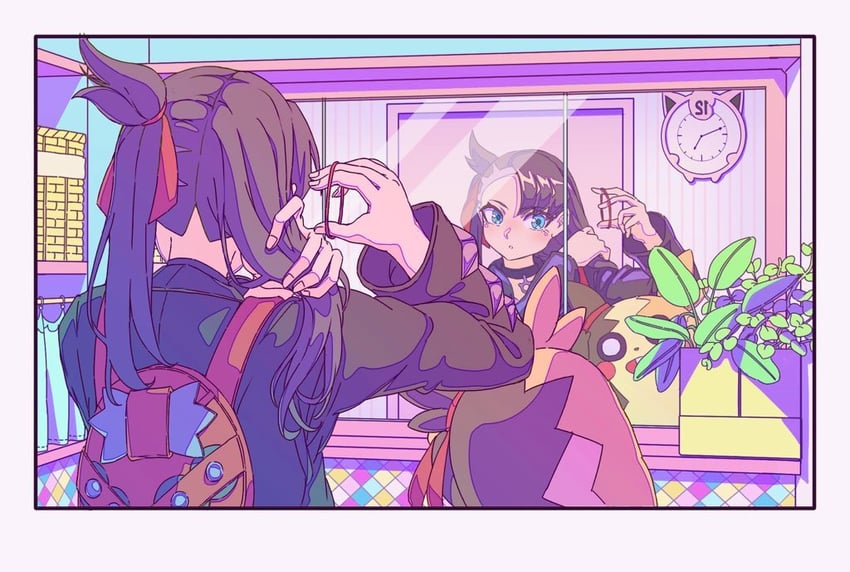 marnie and morpeko (pokemon and 1 more) drawn by onamuzi_illust