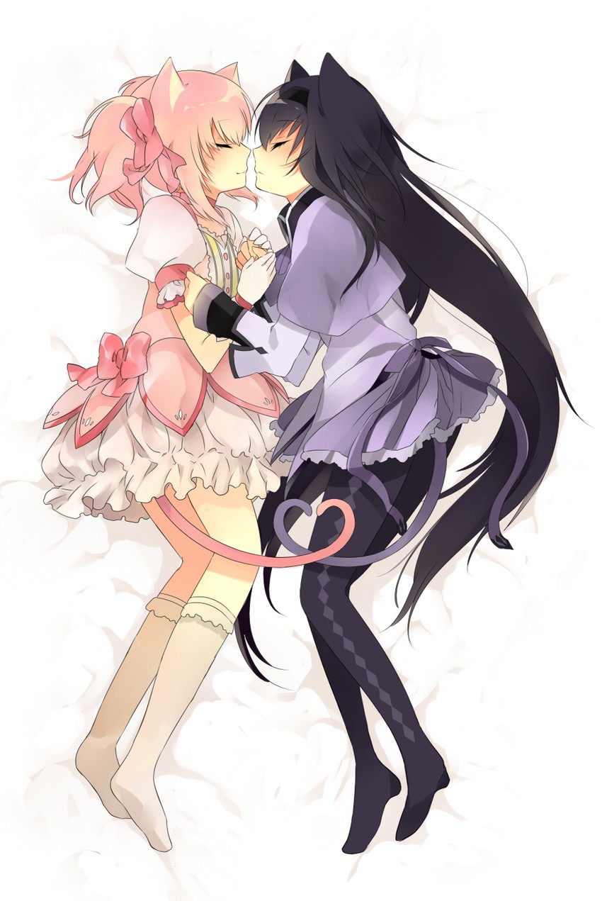 akemi homura and kaname madoka (mahou shoujo madoka magica) drawn by kakizato