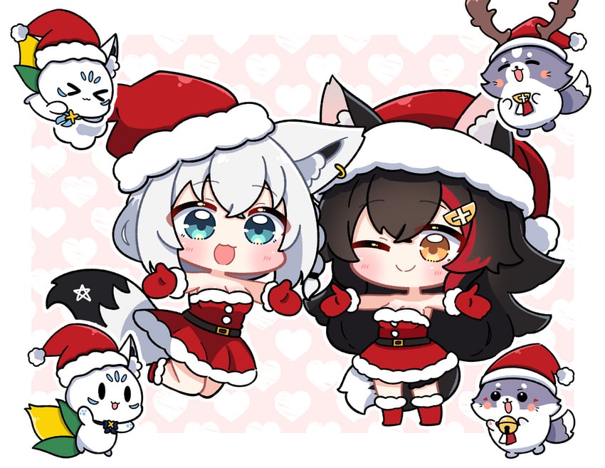 shirakami fubuki, ookami mio, sukonbu, and miofa (hololive) drawn by dohoon
