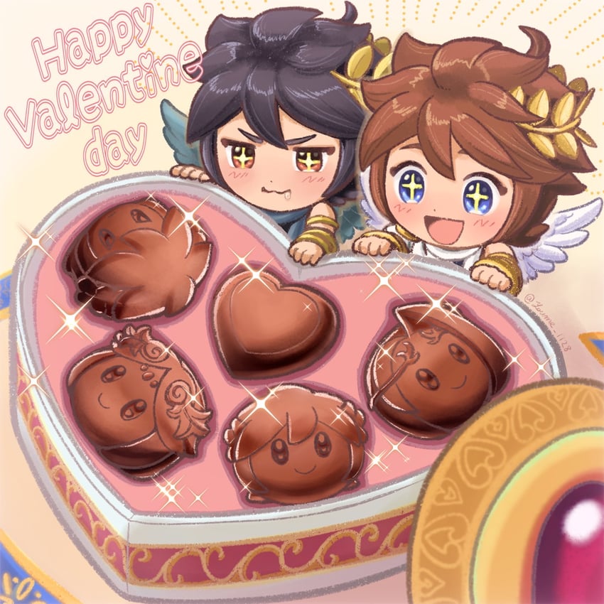 palutena, pit, dark pit, and viridi (kid icarus and 1 more) drawn by suruga_kanade