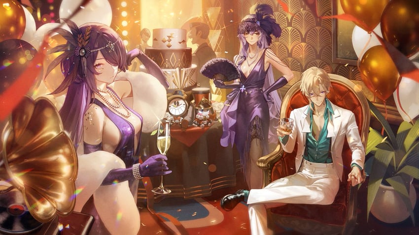 acheron, aventurine, and black swan (honkai and 1 more) drawn by daniel_deng