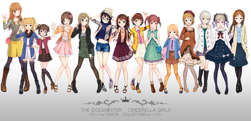 shibuya rin, shimamura uzuki, kanzaki ranko, futaba anzu, nitta minami, and 9 more (idolmaster and 1 more) drawn by deca_purio