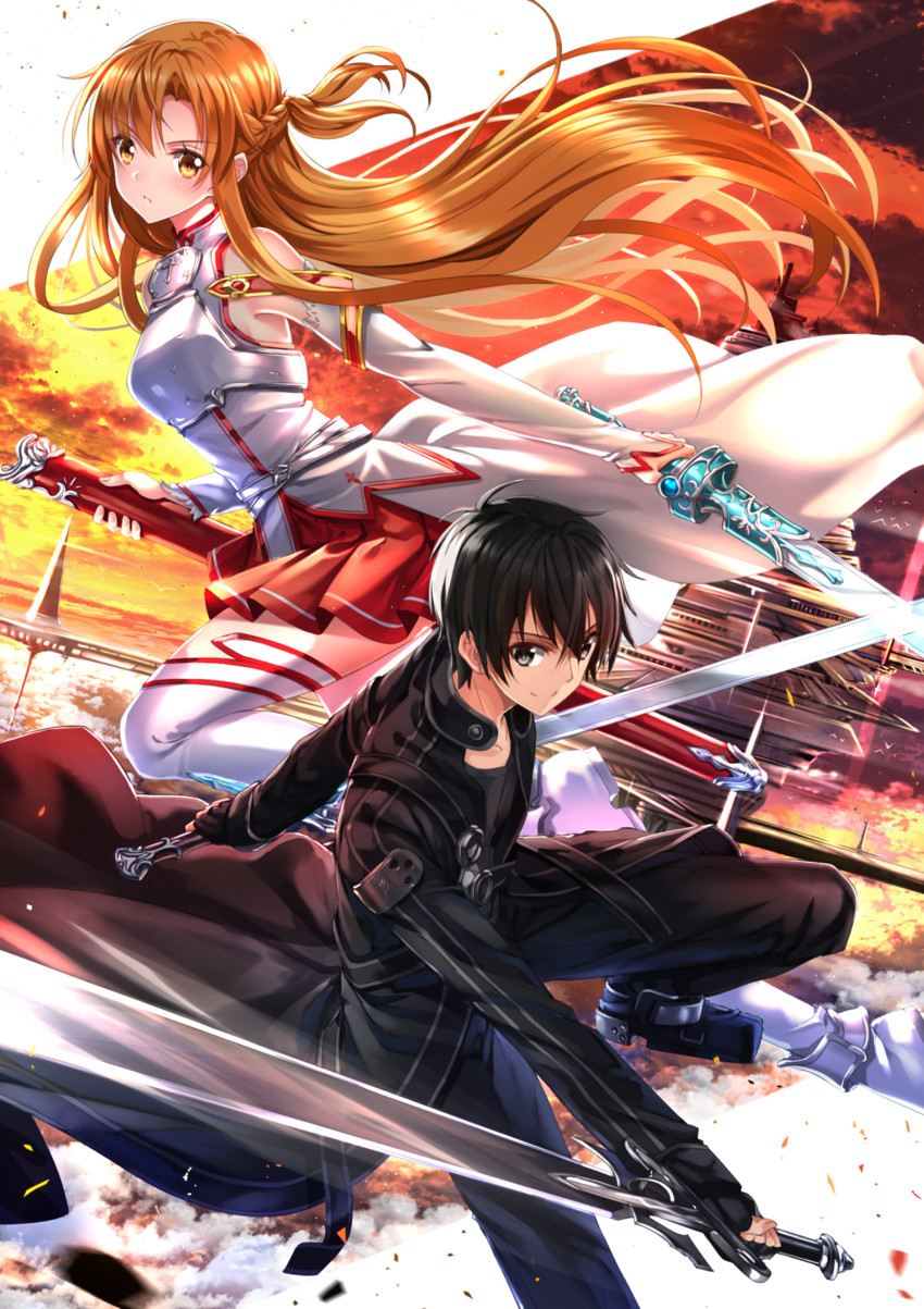 asuna and kirito (sword art online) drawn by swordsouls