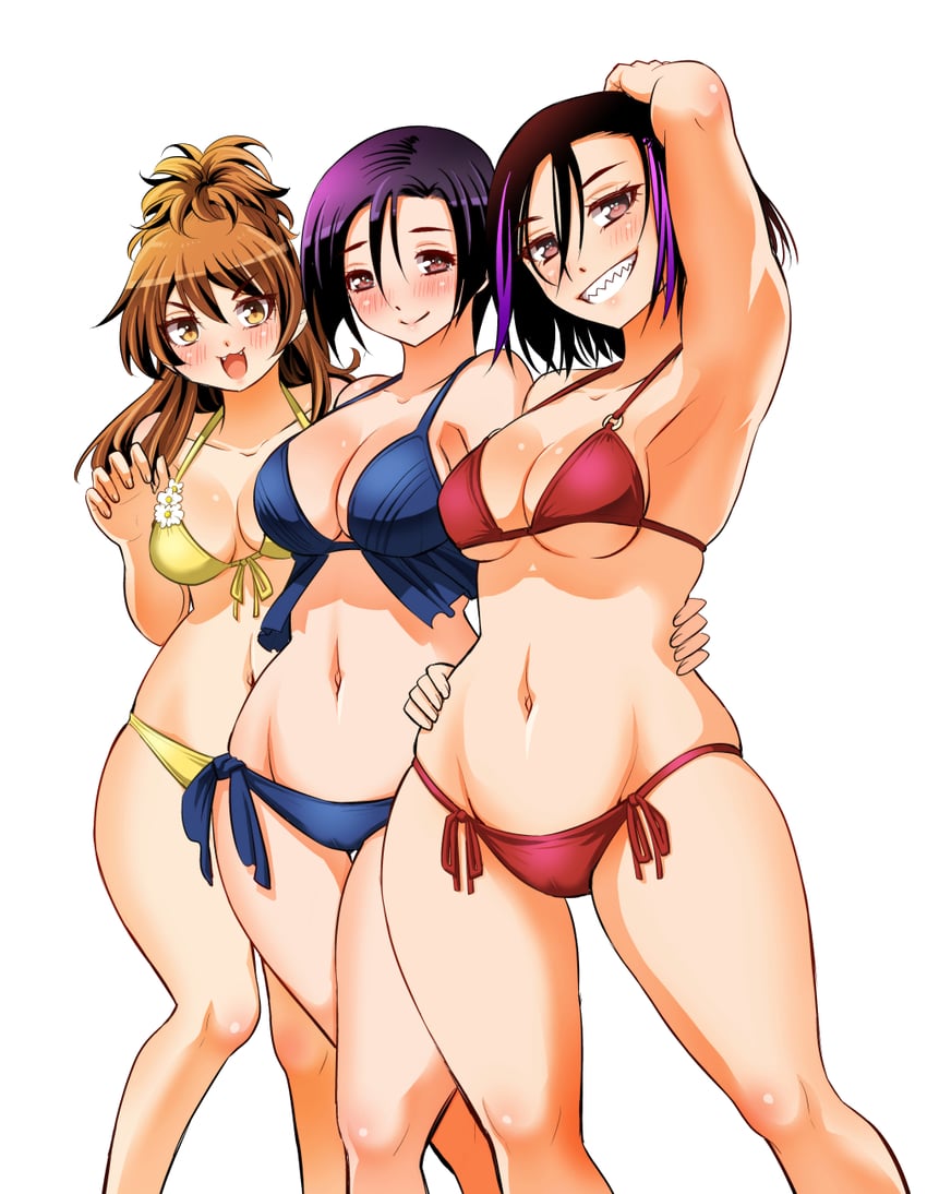 kodera aoi, nekomiya moe, and itachi sakurako (yankee jk kuzuhana-chan) drawn by sogabe_toshinori