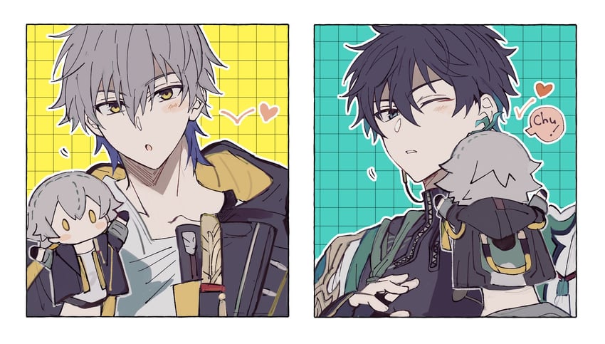 trailblazer, caelus, and dan heng (honkai and 1 more) drawn by toramaru_(696anna)