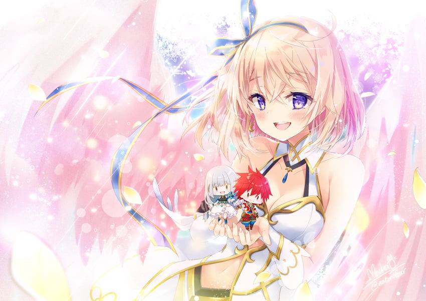 airis, protagonist, and eleanor (shironeko project) drawn by mocha_(naturefour)