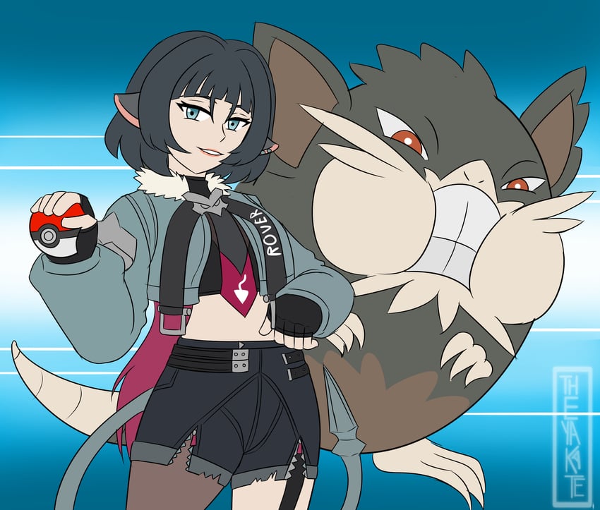 jane doe and alolan raticate (pokemon and 1 more) drawn by boltsmith