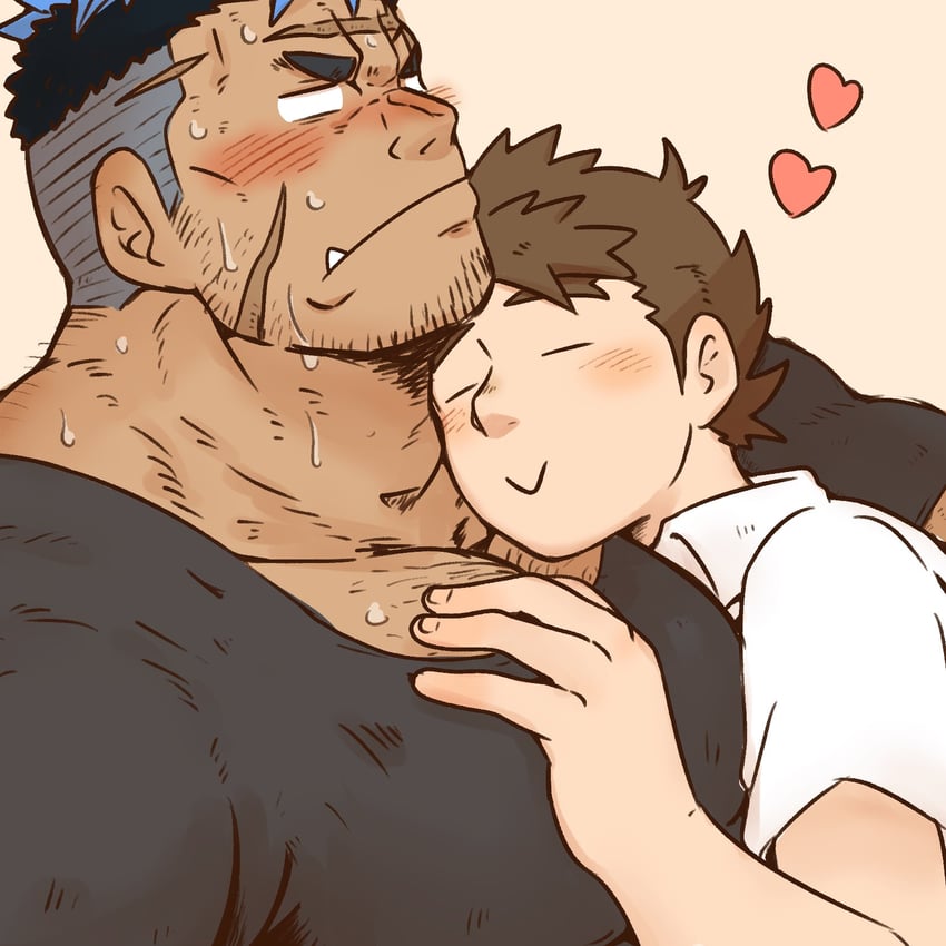 male protagonist and yoshiori (live a hero) drawn by saruhiko_(mtmnkmn)