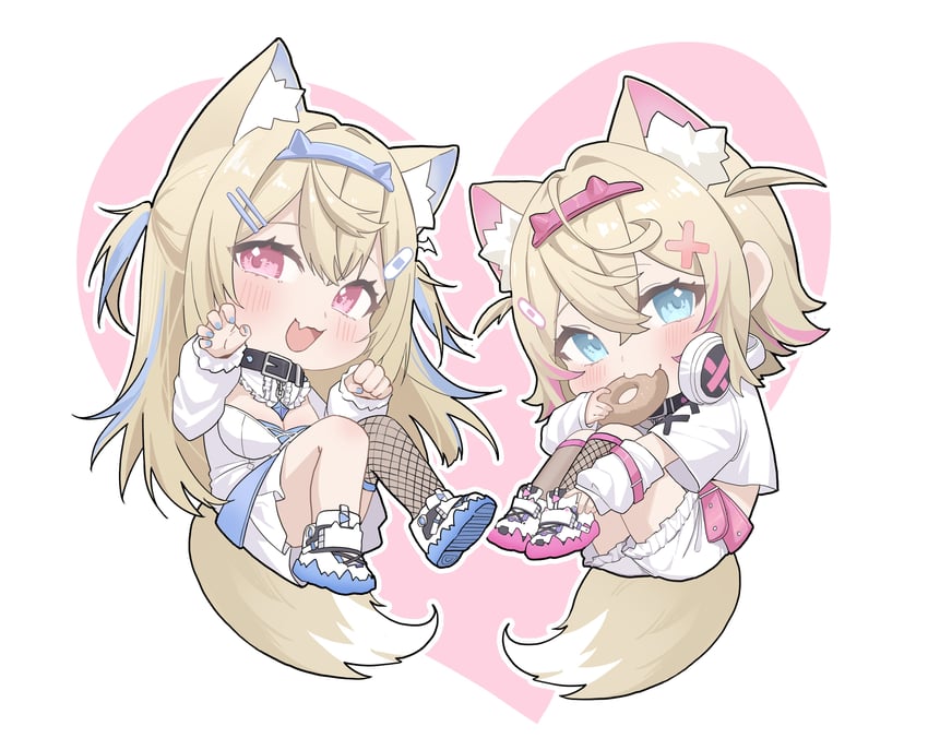 fuwawa abyssgard and mococo abyssgard (hololive and 1 more) drawn by midori_fufu