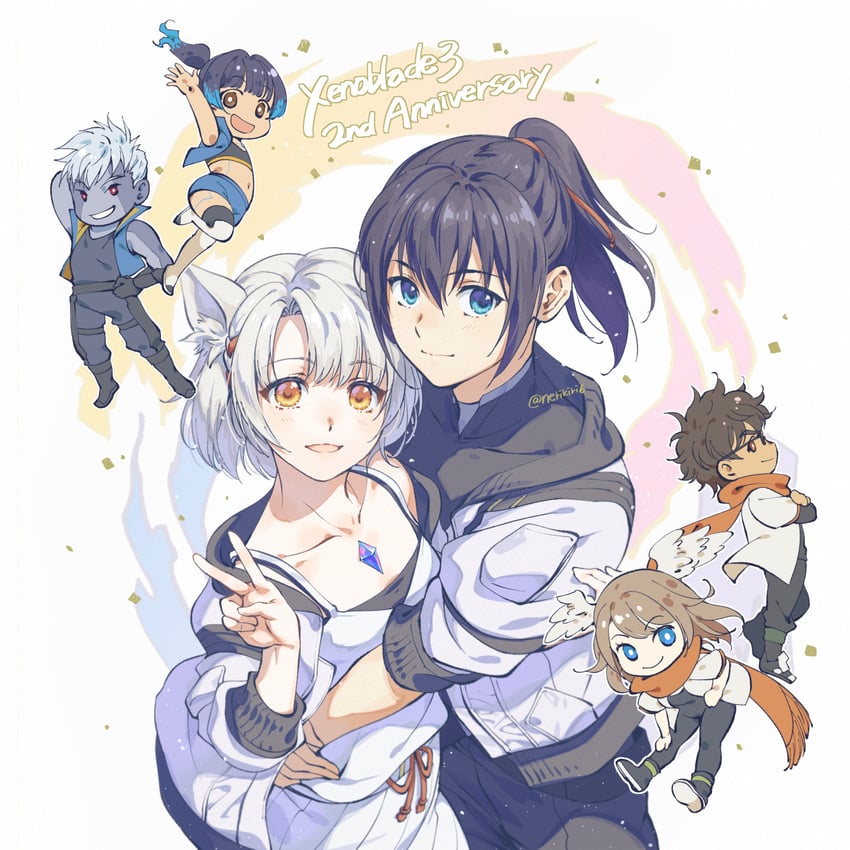 mio, eunie, sena, noah, taion, and 1 more (xenoblade chronicles and 1 more) drawn by nerikiri6