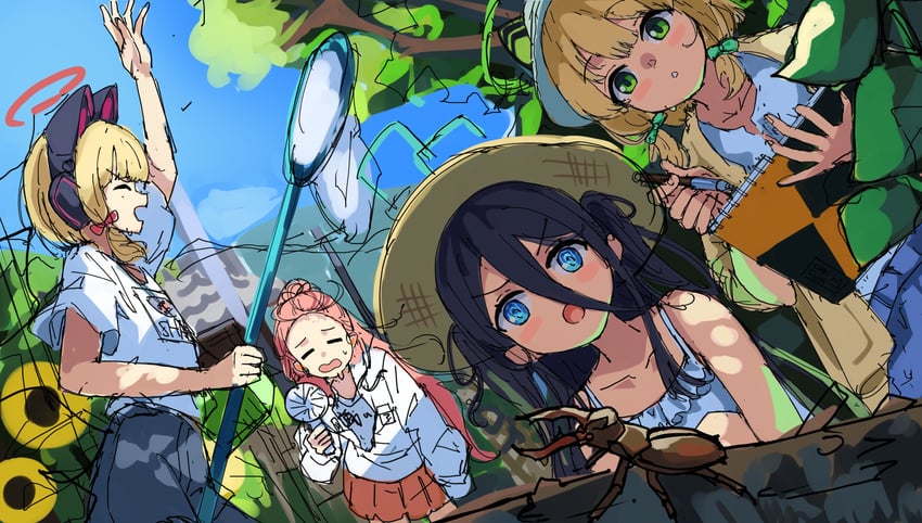 aris, momoi, midori, and yuzu (blue archive) drawn by sakatsuki_yakumo