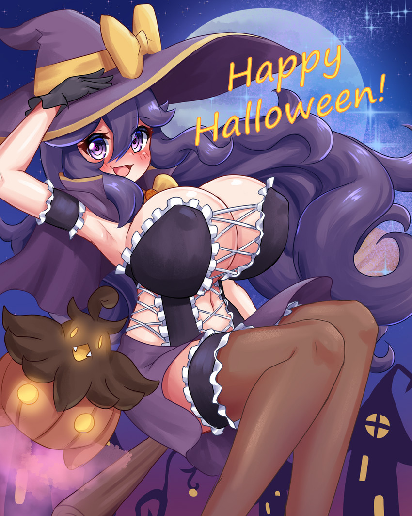 hex maniac and pumpkaboo (pokemon and 1 more) drawn by mud_(artist)