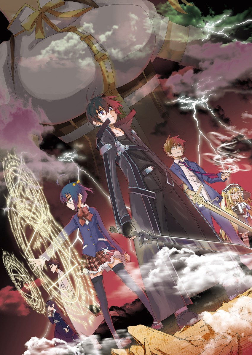tomoe mami, gokou ruri, kirito, takanashi rikka, okabe rintarou, and 2 more (mahou shoujo madoka magica and 6 more) drawn by hitotose_rin