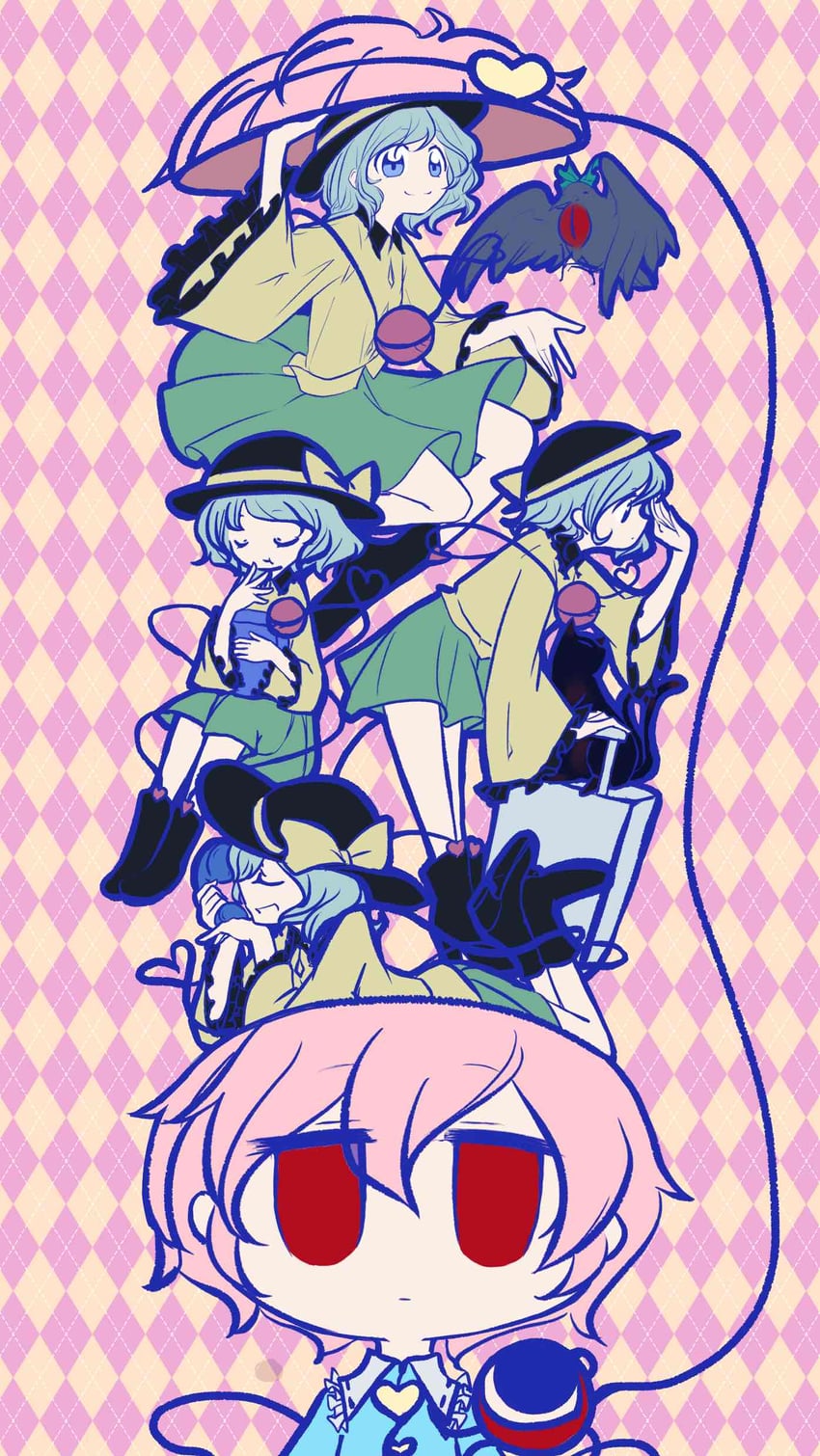 komeiji koishi, komeiji satori, kaenbyou rin, and reiuji utsuho (touhou) drawn by maskin_mei