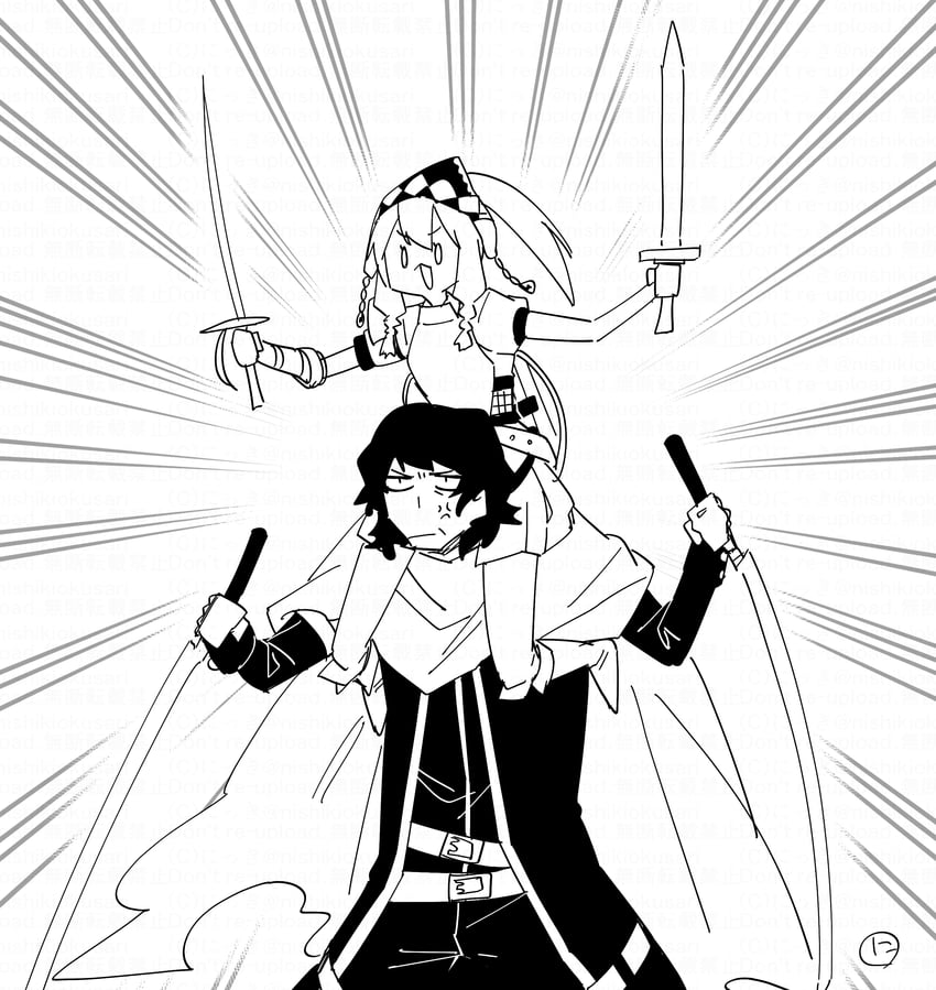 swordsman and swordsman 4 (sekaiju no meikyuu and 1 more) drawn by nikki_kyousuke