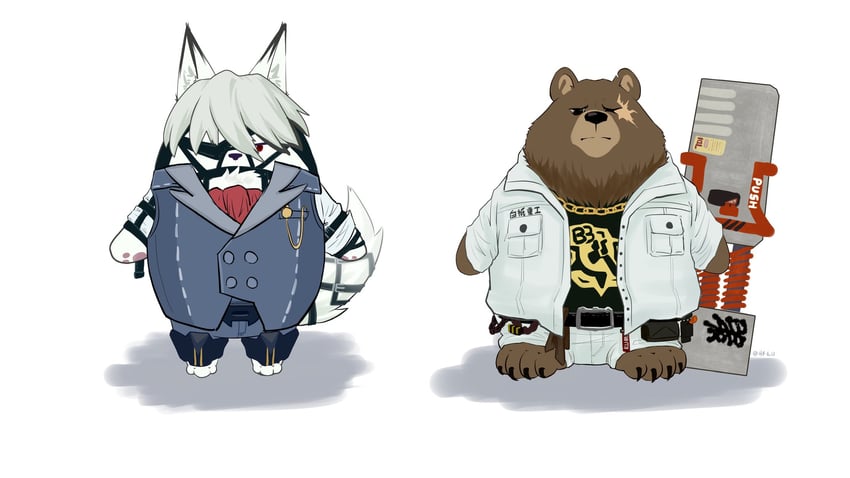 von lycaon and ben bigger (zenless zone zero) drawn by yuebanjiuri