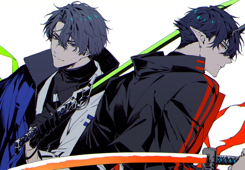 flamebringer and aki (arknights and 2 more) drawn by toriyoshi
