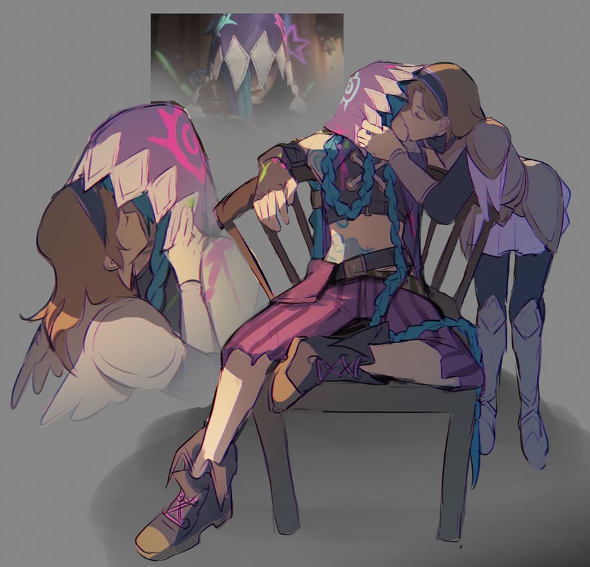 jinx, lux, and arcane jinx (league of legends and 1 more) drawn by sudo_(pseudostars)
