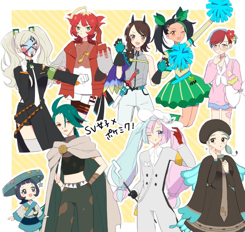 hatsune miku, iono, juliana, rika, nemona, and 14 more (pokemon and 3 more) drawn by ohn_pkmn
