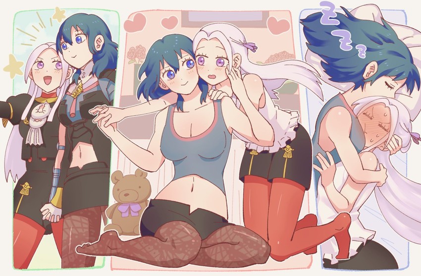 female byleth and edelgard von hresvelg (fire emblem and 1 more) drawn by korokoro_daigorou