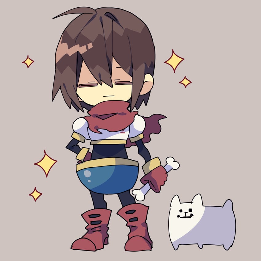frisk, papyrus, and annoying dog (undertale) drawn by nikorashi-ka