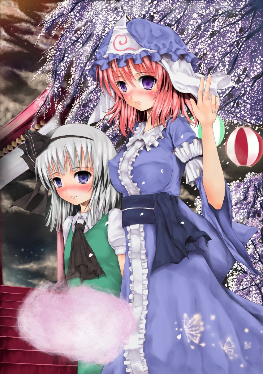 konpaku youmu and saigyouji yuyuko (touhou) drawn by tamamono_atae