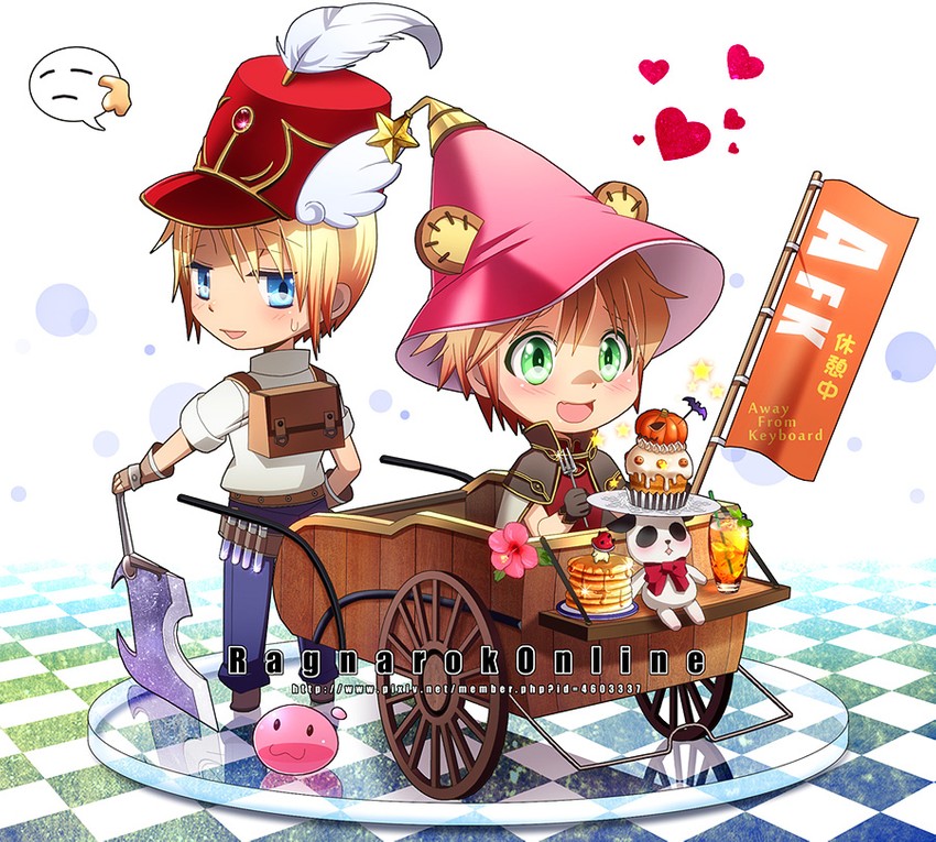 poring, wizard, blacksmith, and spore (ragnarok online) drawn by nip_sakazuki
