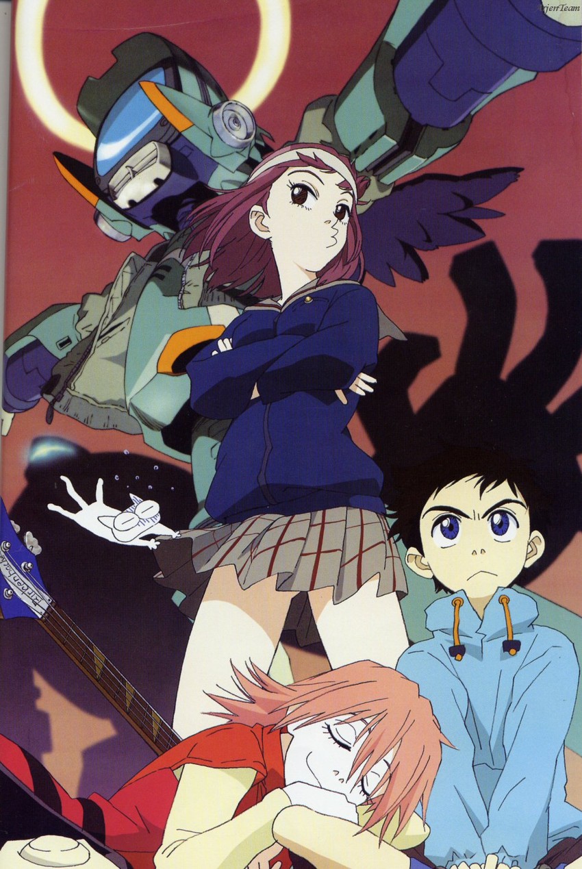 haruhara haruko, samejima mamimi, nandaba naota, canti, and takkun (flcl) drawn by hiramatsu_tadashi