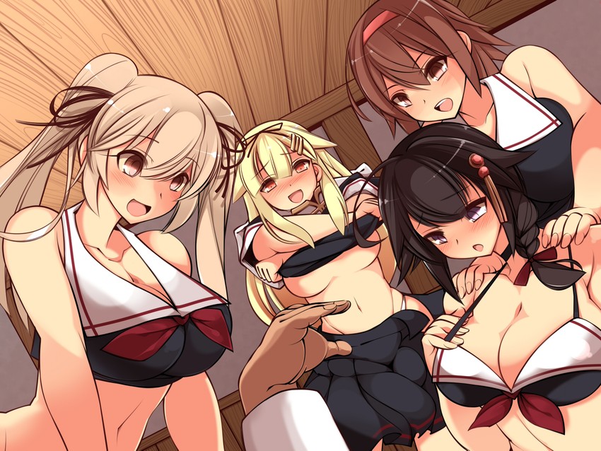 admiral, shigure, yuudachi, murasame, and shiratsuyu (kantai collection) drawn by ueda_katsuhito