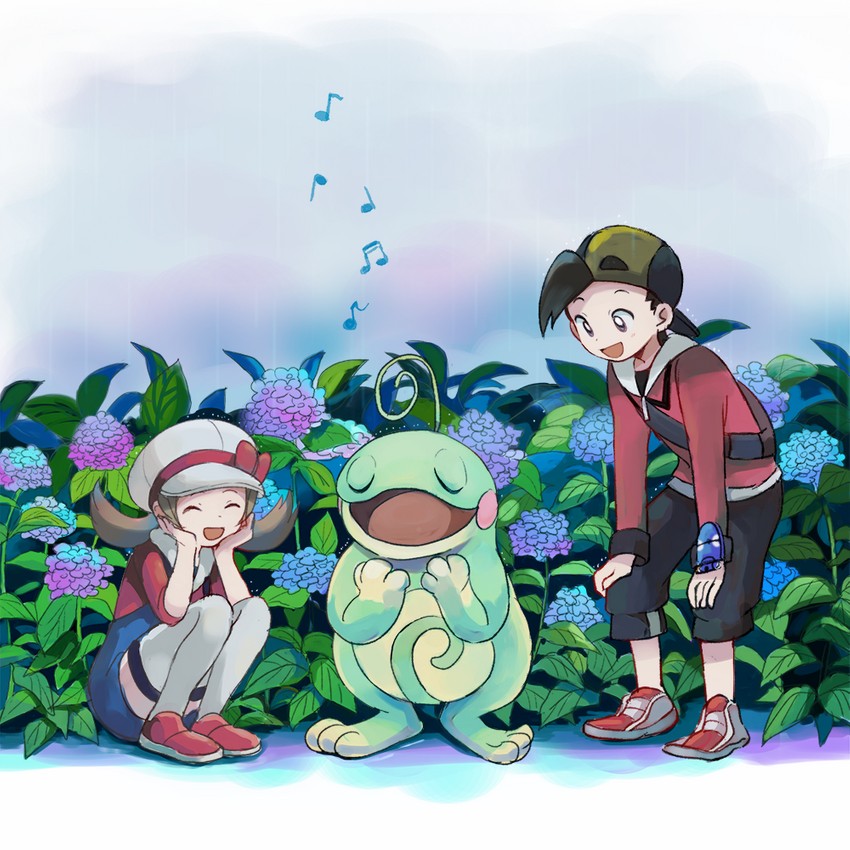 ethan, lyra, and politoed (pokemon and 1 more) drawn by popcorn_91