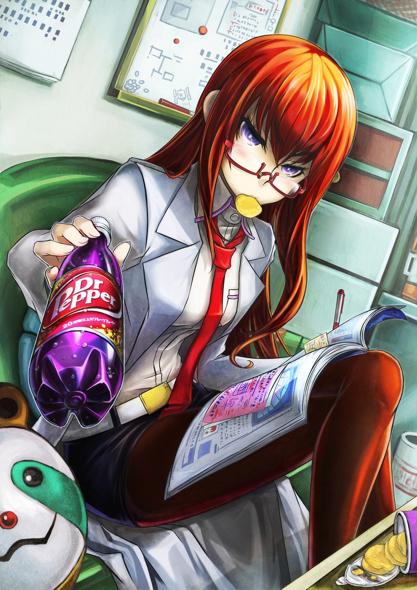 makise kurisu (science adventure and 1 more) drawn by todee