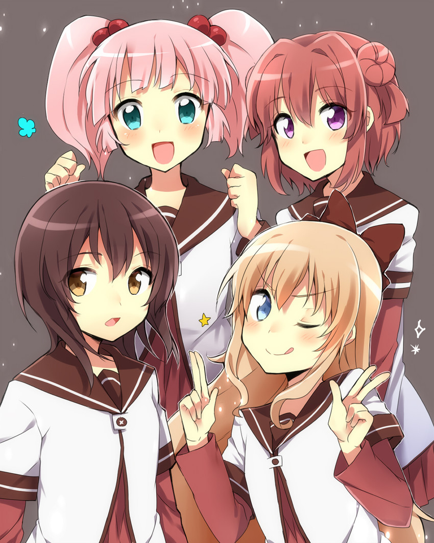 toshinou kyouko, akaza akari, funami yui, and yoshikawa chinatsu (yuruyuri) drawn by ichimonme_(ichi)