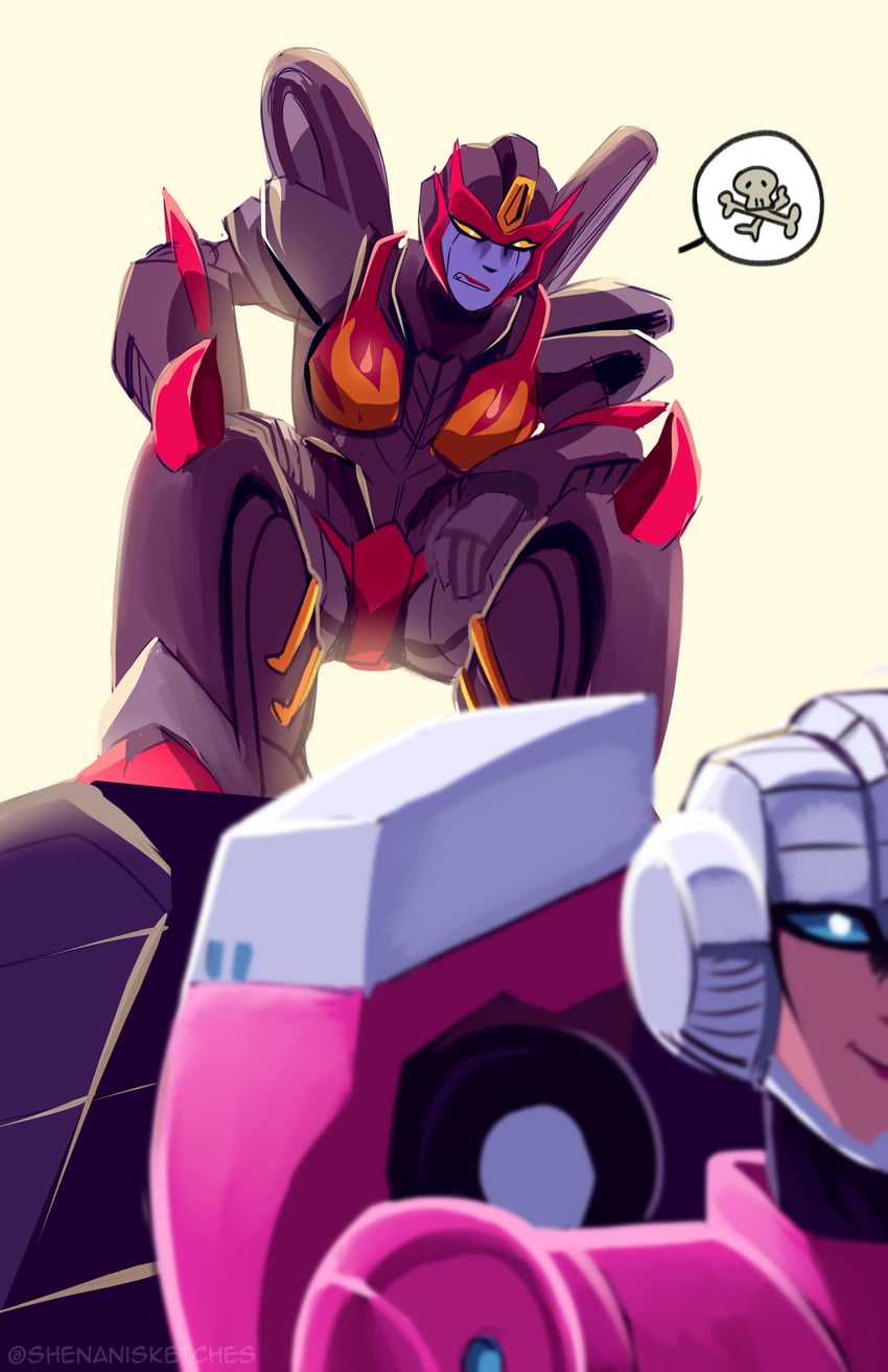 arcee and flamewar (transformers and 1 more) drawn by shenani