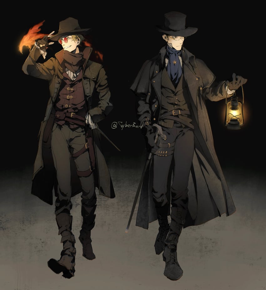 klein moretti, gehrman sparrow, and anderson hood (lord of the mysteries) drawn by saiboyinyoushiren20
