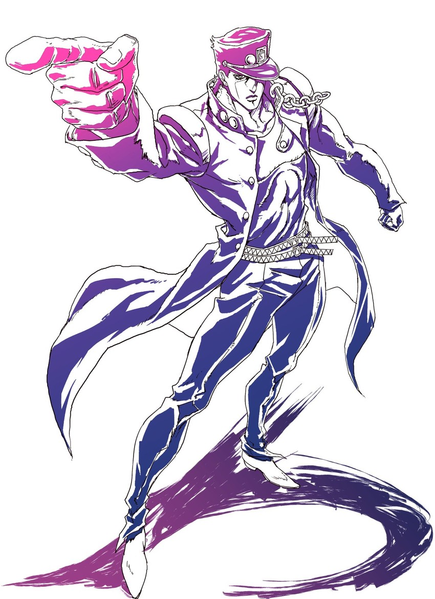 kujo jotaro (jojo no kimyou na bouken and 1 more) drawn by machida_shin'ichi
