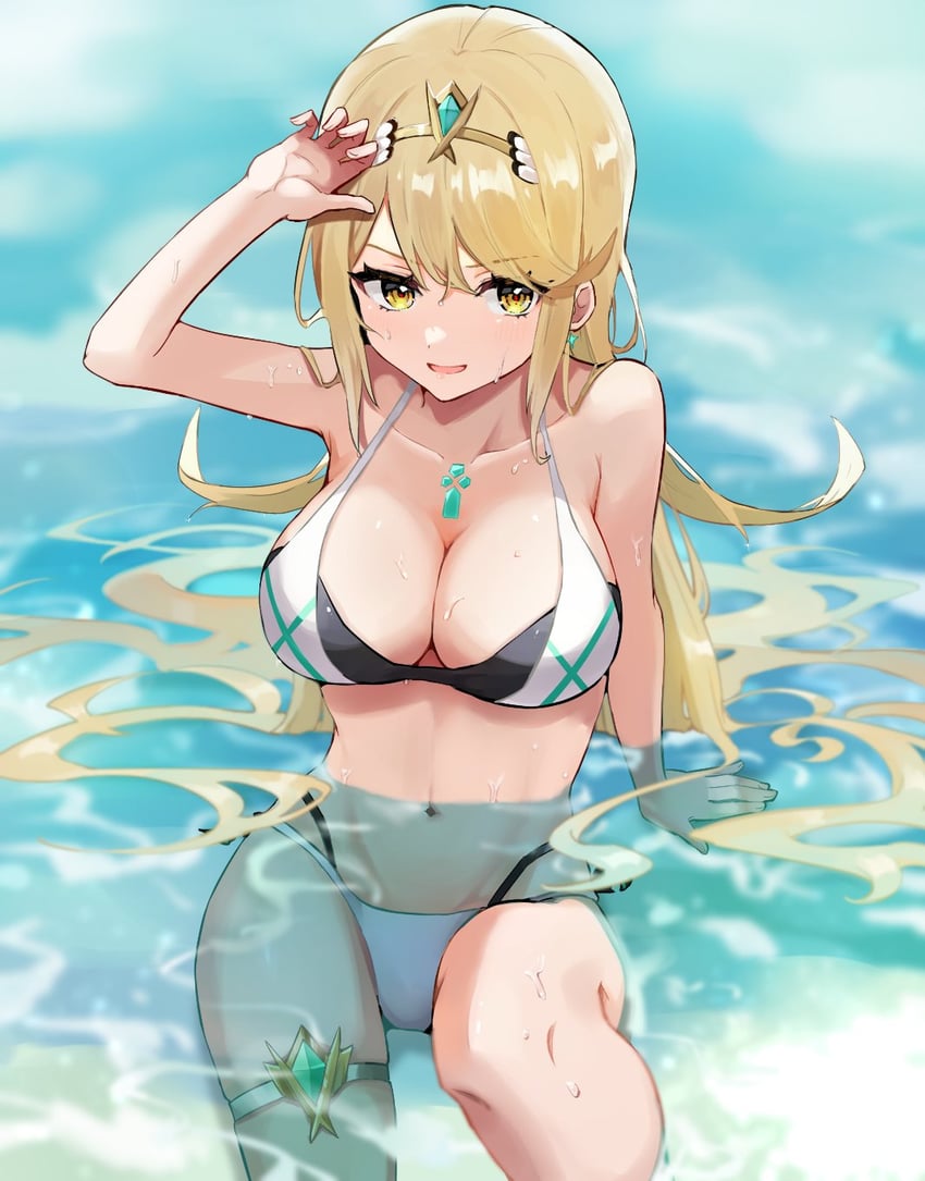 mythra (xenoblade chronicles and 1 more) drawn by inuisbink